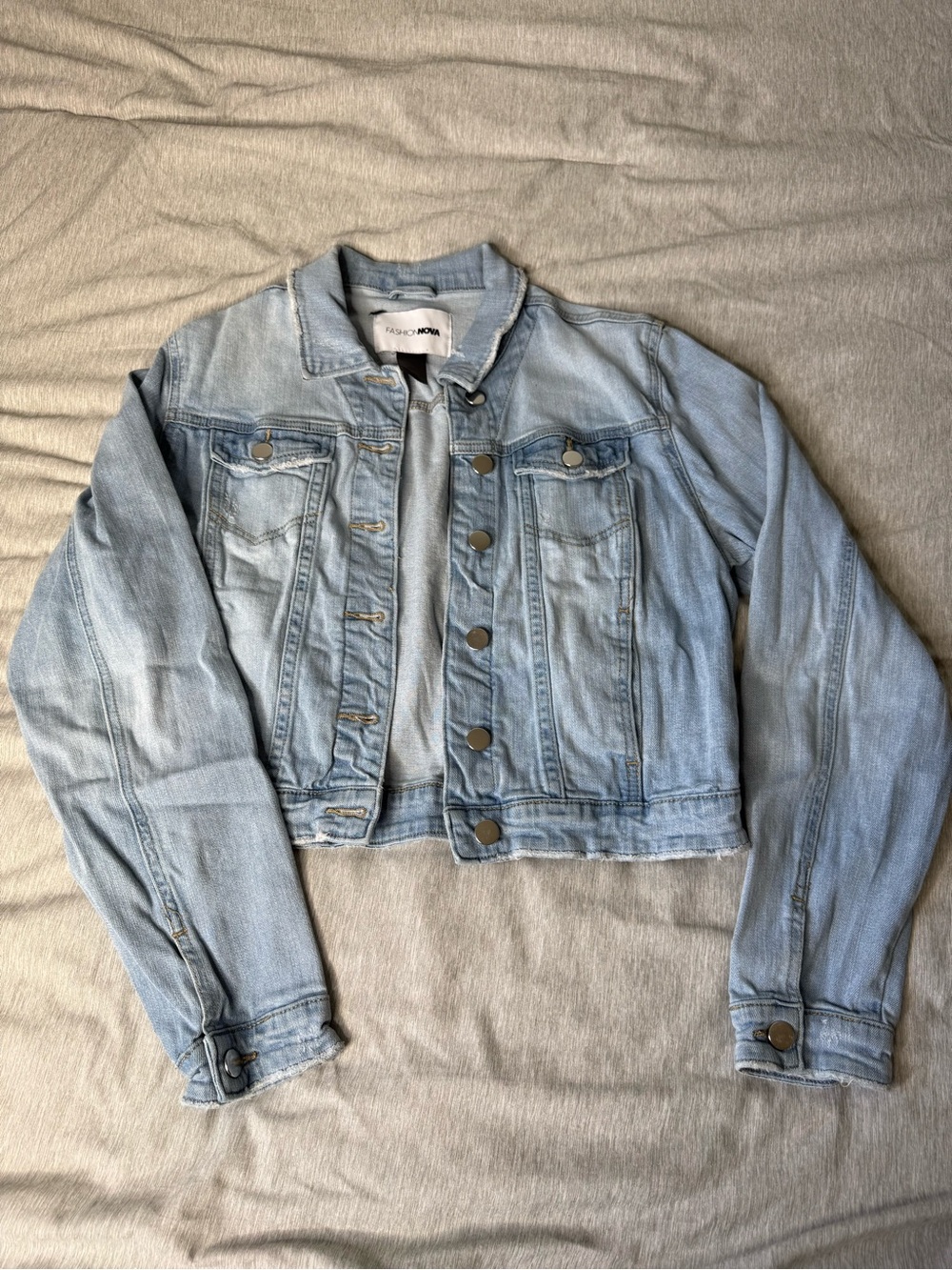 Fashion Nova Light Blue Denim Trucker Jacket